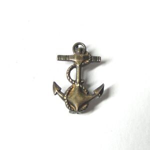 Ship Anchor & Rope Vintage Lapel Pin Collar Insignia 1/2"